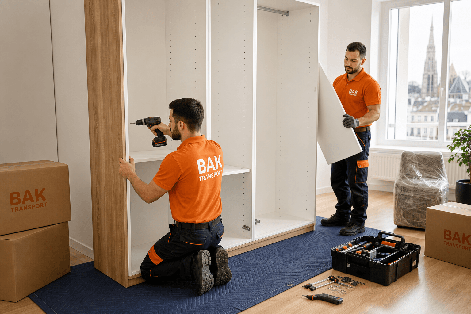 BAK Transport Möbelmontage in Wien mit Monteuren und Werkzeug